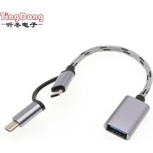 2 In 1 USB 3.0 OTG Cable Type C Micro Usb To USB3.0 Adapter USB-C Data Transfer Cable For Samsung for Xiaomi for Huawei