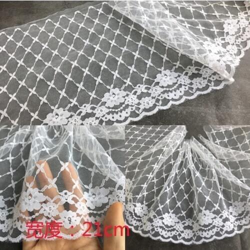 21CM Wide 3d White Tulle Cord Lace Fabric Flower Embroidery Ribbon Trims DIY Wedding Lace Guipure Costume Accessories Crafts