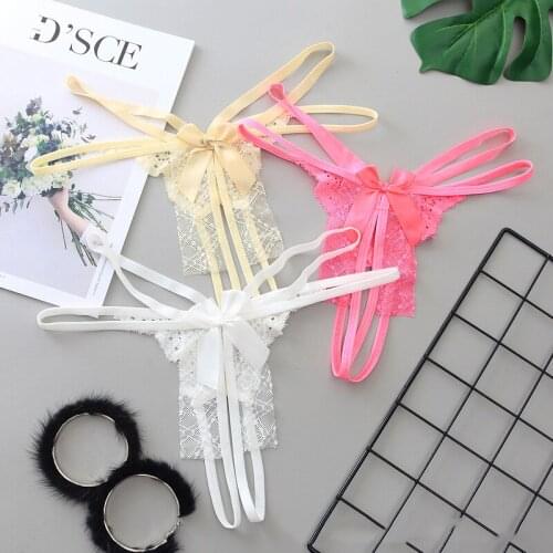 3Pcs/Lot Women Opening Crotch Panties Ladies Flower Lace Female Briefs Thongs G-String Lingerie Sexy Underwear