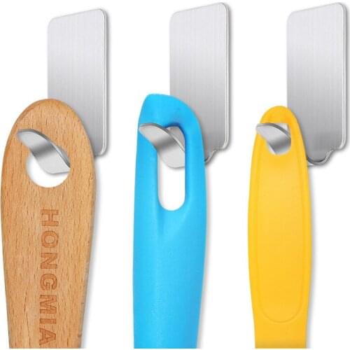 5Pcs Sticky Hooks Stainless Steel Wall Hanging Stick Household Nail-Free Single Clothes Hook