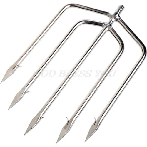 Stainless Steel 5 Prong Harpoon Fish Spear Fork Fishing Ice Breaker Drill Fish Fork Fishing Accessory Tackle Tool Drop Shipping