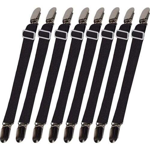 8pcs Sheet Straps Suspenders Band Adjustable Bed Corner Holder Elastic Fasteners Clips Grippers Mattress Pad Cover Fitted Sheet