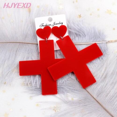 1pair)70mm Acrylic Nurse Cross Dangel Earring First Aid Heart Cross Earring Laser Cutout-HP031