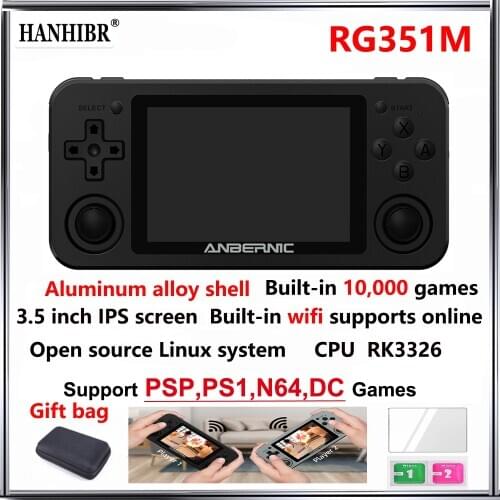 ANBERNIC RG351M New Version Wifi PS1 Retro GAME 2400 GAMES 64G Games RG351P -Upgrade Version RK3326 N64 Pocket Game Player 351M