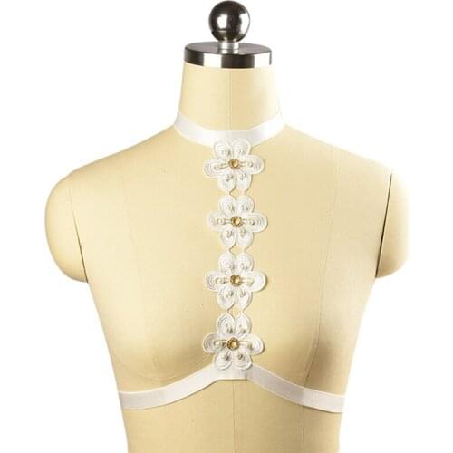 Wasteheart Body Cage Harness Bra Lingerie Elastic Strappy White Belt Tops Bondage Fetish Exotic Club Party Burlesque Harness
