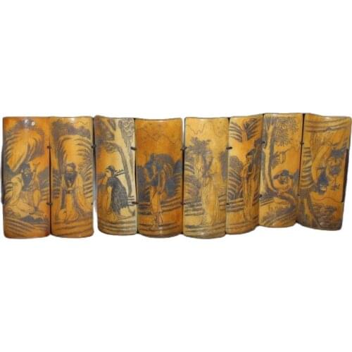 Pure Cattle Carving Painted Eight Immortals Board