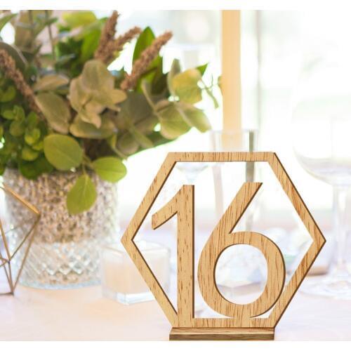 Wooden Table Numbers Wedding 1-40 Numbers Hexagon Wedding Sign Table Number Rustic Wedding Table Mark Engagement Seat Decoration