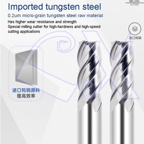 Ceramic Milling Cutter 4 flute 75 degree whole cermet milling cutter Four flute flat-bottom mirror superhard CNC end mill