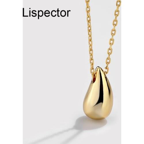 Lispector 925 Sterling Sliver Korean Elegant Waterdrop Pendant Necklaces for Women Glossy Teardrop Necklace Minimalist Jewelry