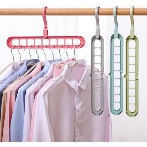 3Pcs Multifunctional Folding and Shrinking Drying Rack 9 Hole Storage Clothes 360 Degree Rotating Hanger