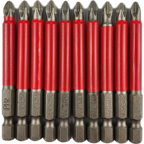 6pcs 1/4" 70mm Hex Shank Non Slip Screwdriver Set Cross Power Drill Bits Set Precision Carbon Steel Electric Tool Parts