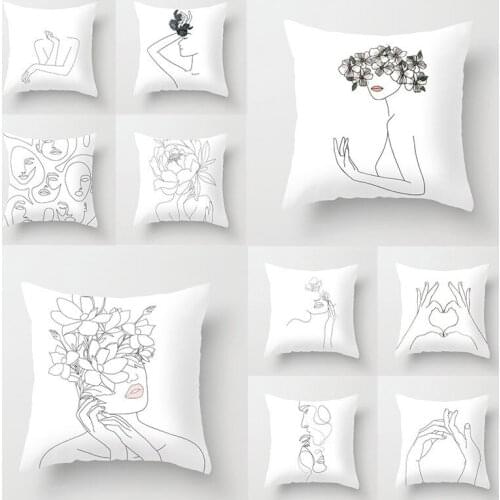 Black and White Polyester Printing Home Pillowcase Pinky Swear Pillow Sofa Cushion Cover Square Portrait Cushion Pillow Covers