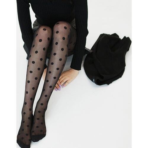 New Women Tights Pantyhose Black And White Big Dots Entirely Seamless Sexy Sheer Stockings Tight Female collant Pantyhose