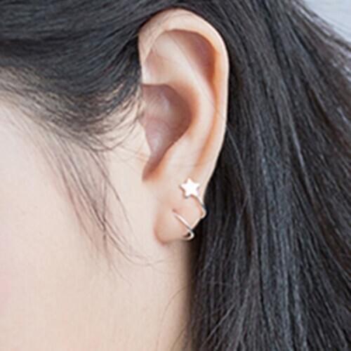 New Womens Fashion 100% 925 Sterling Silver Stud Earrings Fashion Spiral Tiny Cute Star Stud Earrings Girls Gift