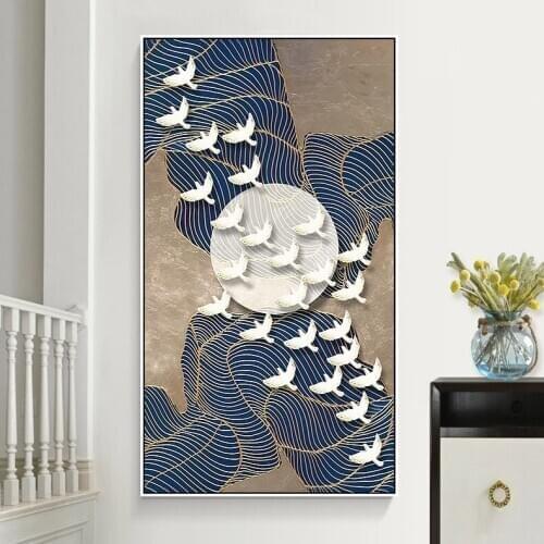 Modern New Chinese landscape Falling Moon canvas painting posters and print unique decor wall art pictures for living room aisle