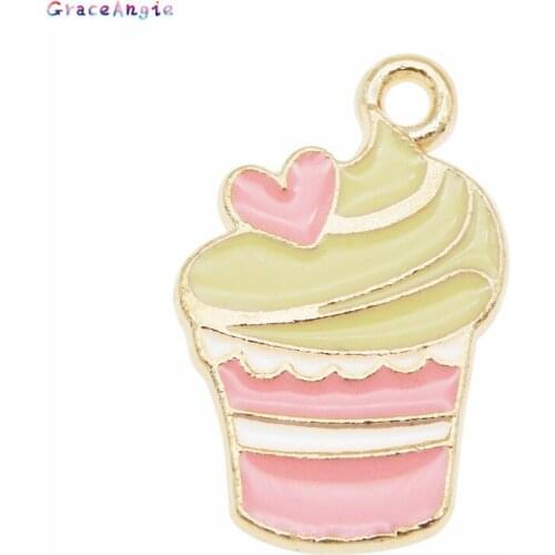 10pcs/pack enamel ice cream charm for jewelry making and crafting fashion earring bracelet necklace charms Cup cake pendants