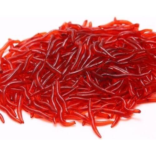 100pcs/bag Shrimp Odor Smell Red Worm Silicone Bait Lures3.5cm Soft Bait Artificial Carp Fishing Lure Iscas Pesca Fishing Tackle