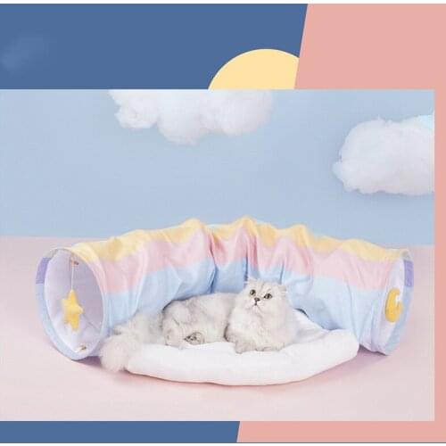 Rainbow Cat Tunnel Cat Bed Cat Channel Rolling Floor Dragon Removable and Washable Cat Litter Four Seasons General Villa Cat Toy