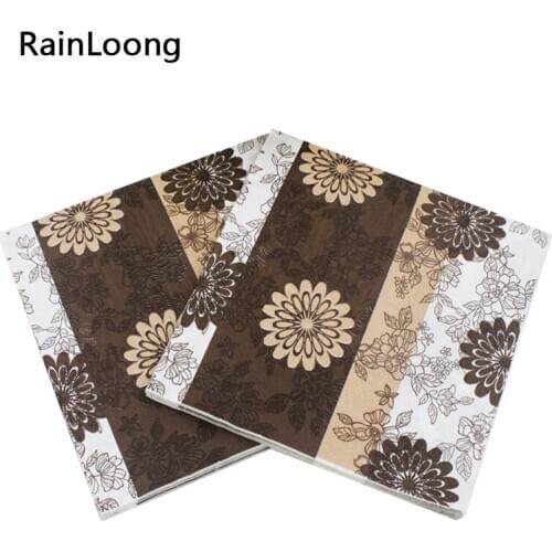 [RainLoong] Floral Printed Feature Vintage Paper Napkin Flower Festive & Party 33*33cm 1 pack (20pcs/pack)