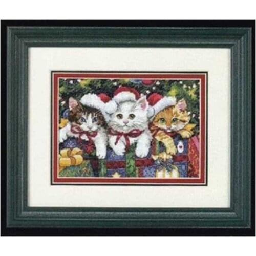 Christmas cat patterns Counted Cross Stitch 11CT 14CT 18CT DIY wholesale Chinese Cross Stitch Kits Embroidery Needlework Sets