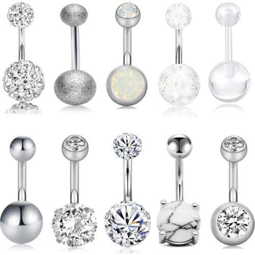 10 set Belly Button Rings Surgical Stainless 14G CZ Navel Piercing Earring Bar Fancy Body Jewelry Rose Gold Ear Barbell