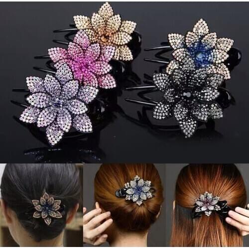 Rhinestone Hairpin Women Hair Clips Female Elegant Duckbill Clip Hair Claws Hairgrip Fashion Hair Accessories Ponytail Headwear