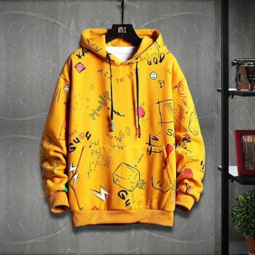 2021 Spring Men Hooded Sweatshirt Casual Hip Hop Streetwear Loose Hoodies New Mens Fashion Letter Printing Hoody Pullover Tops