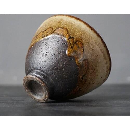 Vintage Coarse Pottery Tea Cup Retro Kiln Teacups Japanese Style Kung Fu Teacups Pigmented Tea Bowl Drinkware