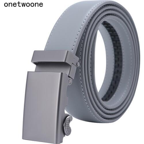 High Quality Mens Ratchet Click Belt Genuine Leather Dress Belt for Men Jeans Holeless Automatic Sliding Buckle belts