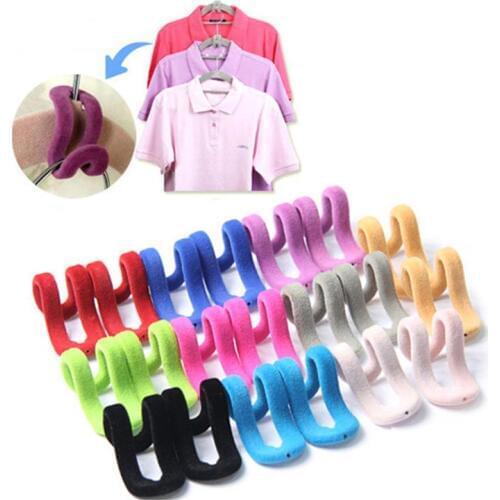 WBBOOMING Multifunctional Flocking Mini Magic Hanging Hooks for Clothes Rack Hanger String Multicolor Travel Clothing Organizer