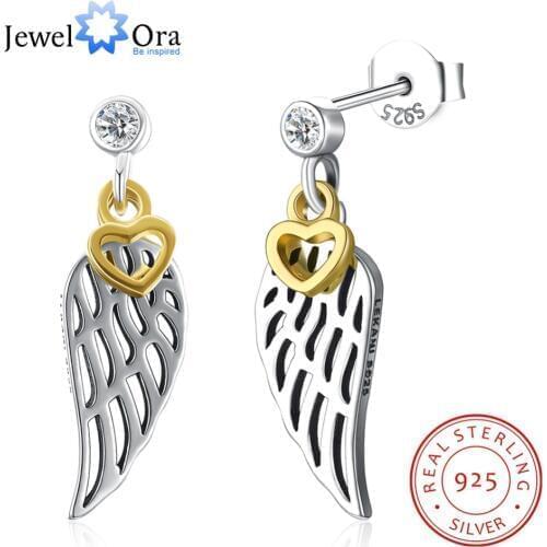 Fashion Wing Hollow Design With Heart Shape 925 Sterling Silver Dangle Earrings for Women Party Jewelry (JewelOra EA102780)