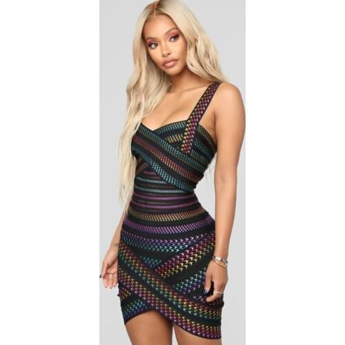 HIGH QUALITY 2021 Runway Designer Dress Women summer purple blue & black colorblocked jacqurad Bandage Dress Wholesale