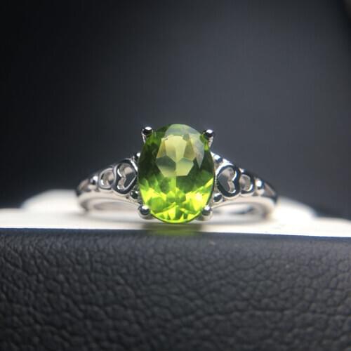 CSJ Real Natural Peridot Ring Sterling 925 Silver for Women Lady Fine Jewelry Wedding Engagement for women with box
