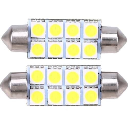 1 Pair 41mm 5050 8SMD White Micro Led Car Auto Dome Lights Bulbs Reading License Plate Light Festoon Parking DC 12V