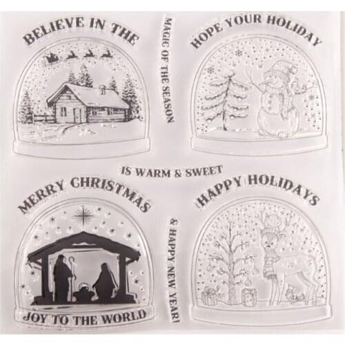 1pc House Snowman Transparent Clear Silicone Stamp Seal DIY Scrapbooking Rubber Stamping Coloring Embossing Diary Decor Reusable