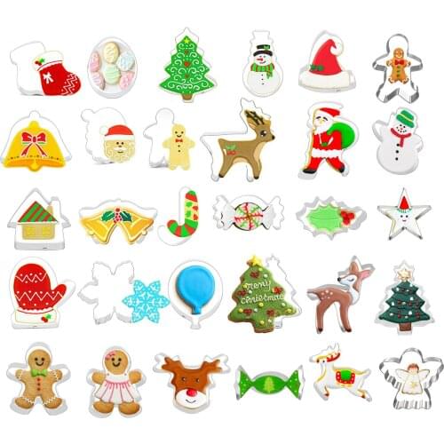 1pcs Christmas Cookie Cutter-Snowflake, Candy Cane, Christmas Tree, Star,Gingerbread Biscuit Fondant Cutters - Stainless Steel