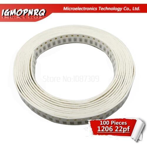 100pcs 22PF NPO Error 5% 50V 1206 22P smd capacitor