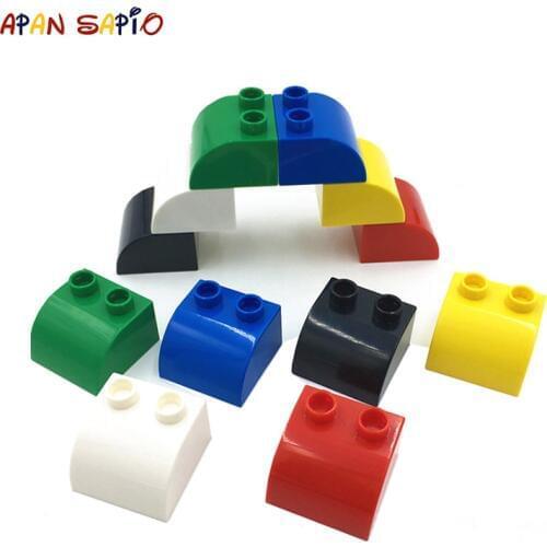12PCS/lot BIG DIY Building Blocks Arc Figures Bricks 1x2Dot Educational Creative Toys for Children Compatible brands bricks