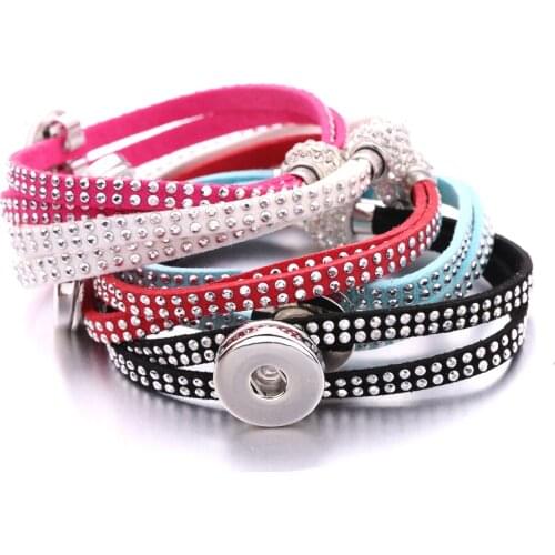 18mm New Korean velvet christmas crystal snap button bracelet XH5733 BOBOSGIRL