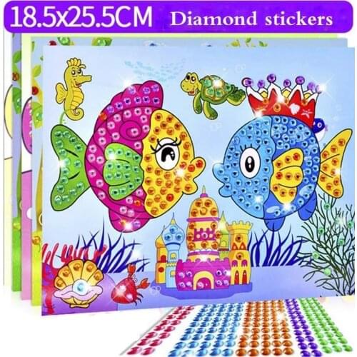 Childrens Diamond Stickers Handmade Crystal DIY Paste Cartoon Creative Educational Toys