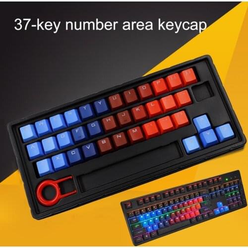 37-Key Blue-Red Gradient Backlight PBT Keycaps Mechanical Keyboard DIY Caps for PC Computer Laptop