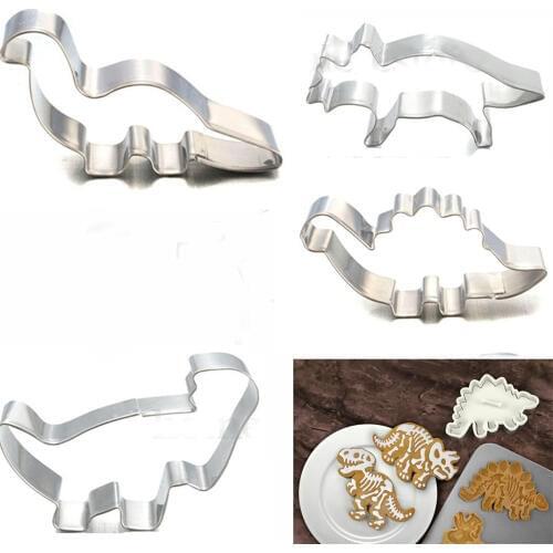 4Pcs/Set Stainless Steel Dinosaur Animal Fondant Cake Cookie Biscuit Cutter Decorating Mould Pastry Baking Tools Biscuits Stamp