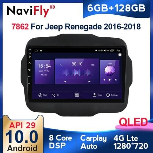 Android10 8core 6G 128G For Jeep Renegade 2016 2017 2018 Car multimedia gps player 4GLTE BT5.0 1280*720QLED carplay SWC DVR