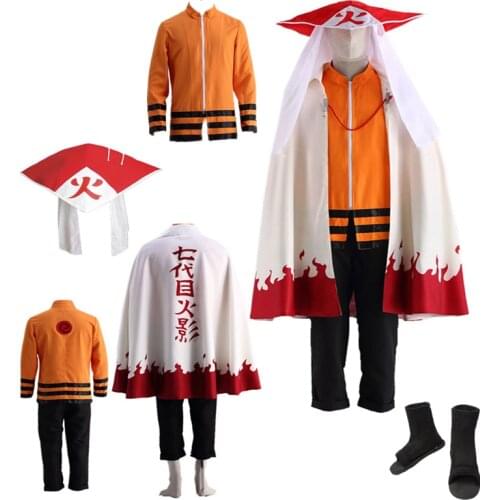 Anime cosplay Seventh Hokage Cosplay Full Set Costume Halloween With hat And shoes comic cosplay