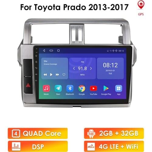 Android Car Radio Multimedia Player for Toyota Land Cruiser Prado 150 2009 - 2017 Video Radio Player GPS Navigation WiFi 4G LTE