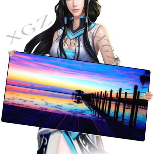 XGZ Seaside Pier Sunshine Large Mouse Pad Black Locking Edge Laptop PC Desk Mat Rubber Skid Game Lol Csgo 900x400/600x300 Xxl