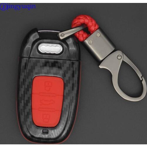 Jingyuqin 3b Carbon Fiber Key Case Cover Fob For Audi A4L A6L Q5 A5 754C / 754G Smart Key