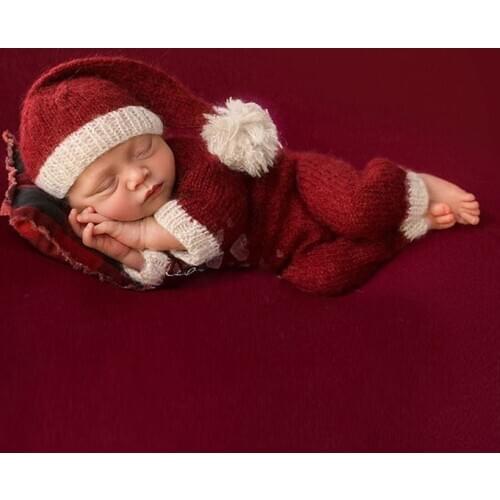 Baby Boy Girl Red Christmas Romper+Hat Outfits Newborn Photography Props Infant Photo Shoot Xmas Costume foto Shooting Clothes