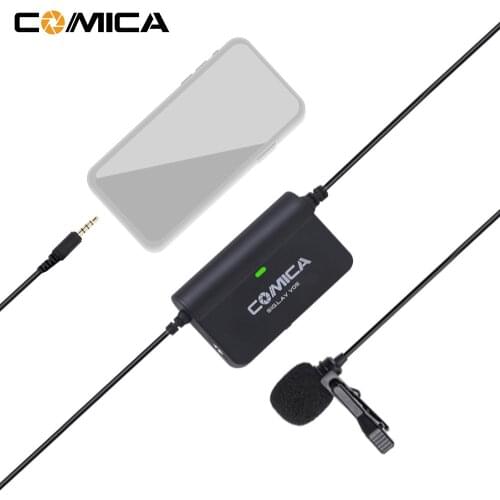 CoMica Flexible Single Lavalier Microphone for Phone & Camera with Stepless Gain Control Real-time Audio Monitoring