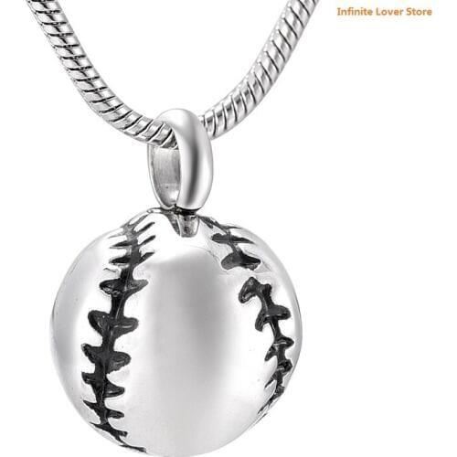 IJD9980 Wholesale Stainless Steel 20mm Baseball Memorial Urn Jewelry Pendant Hold Cremation keepsake Necklace for Ashes